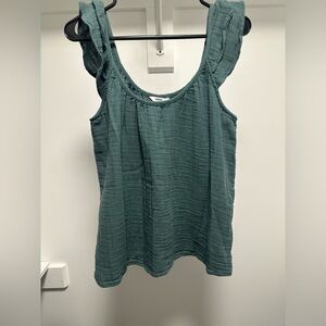 Sonoma Green Ruffled Flutter Sleeve Tank Top